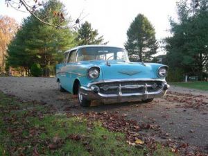 teal 1957 Chevy Nomad
